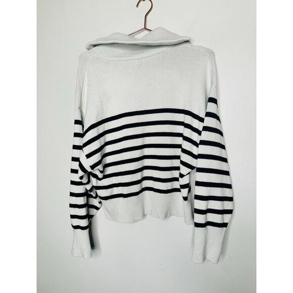 MARISSA WEBB x RTR Off-White Knit Long Sleeve Mock Neck Quarter Zip Sweater M - Picture 8 of 11